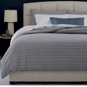 Sleep Number Puckered Stripe Duvet Cover Set in Gray (King)